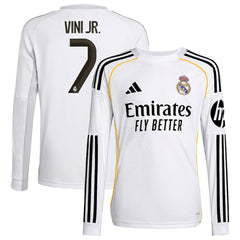 Adidas Vini Jr. Real Madrid Youth 2025/26 Home Replica Long Sleeve Jerseys - White