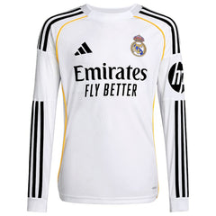 Adidas Vini Jr. Real Madrid Youth 2025/26 Home Replica Long Sleeve Jerseys - White