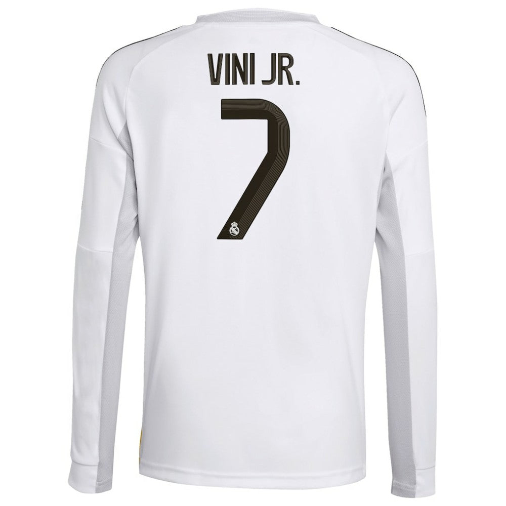 Adidas Vini Jr. Real Madrid Youth 2025/26 Home Replica Long Sleeve Jerseys - White