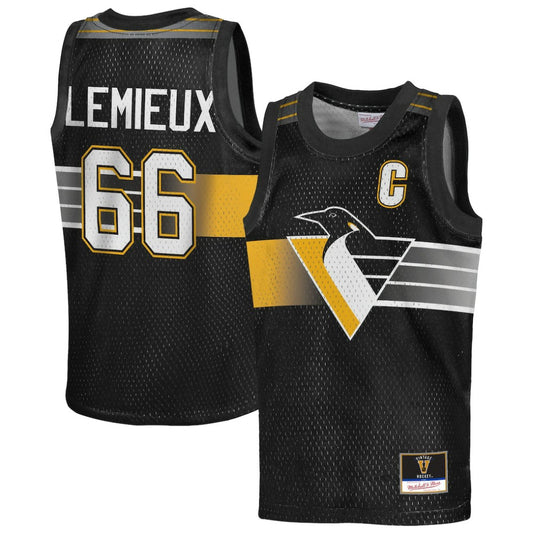 Mario Lemieux Pittsburgh Penguins Mitchell & Ness Youth Maxxed Out Fashion Basketball Jersey - Black | NHL Jerseys