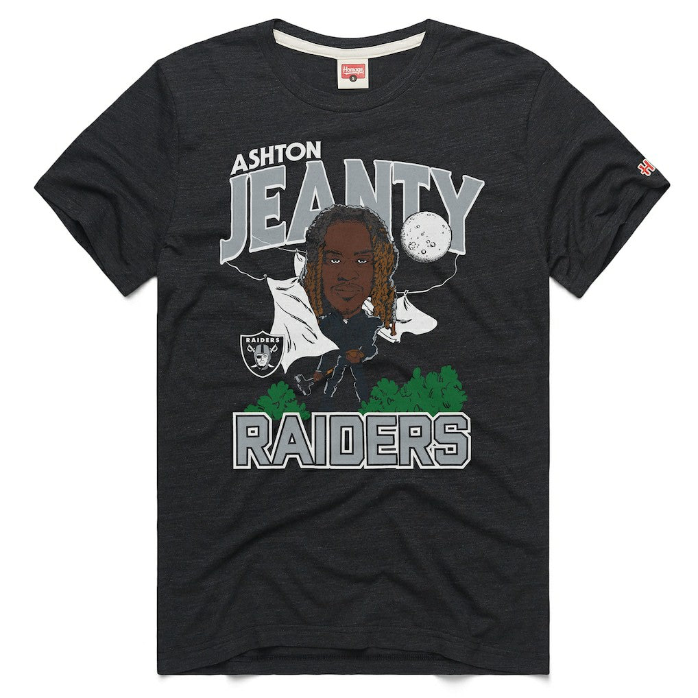 Ashton Jeanty Las Vegas Raiders Homage Unisex Caricature Player Graphic Tri-Blend T-Shirt Charcoal - NFL
