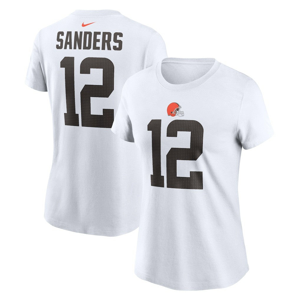Shedeur Sanders Cleveland Browns Women's 2025 NFL Draft Name & Number T-Shirt White - Nike