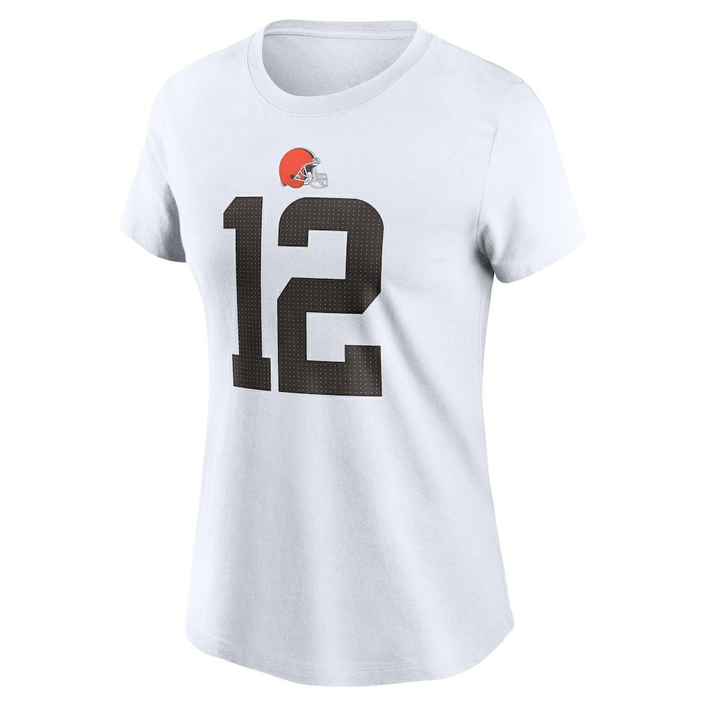 Shedeur Sanders Cleveland Browns Women's 2025 NFL Draft Name & Number T-Shirt White - Nike