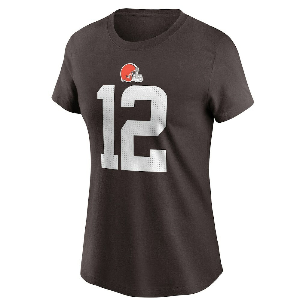 Shedeur Sanders Cleveland Browns Women's 2025 NFL Draft Name & Number T-Shirt Brown - Nike