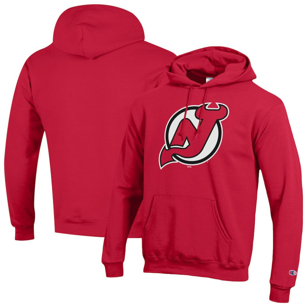 New Jersey Devils - Champion Primary Logo 1-Hit Pullover Hoodie Red