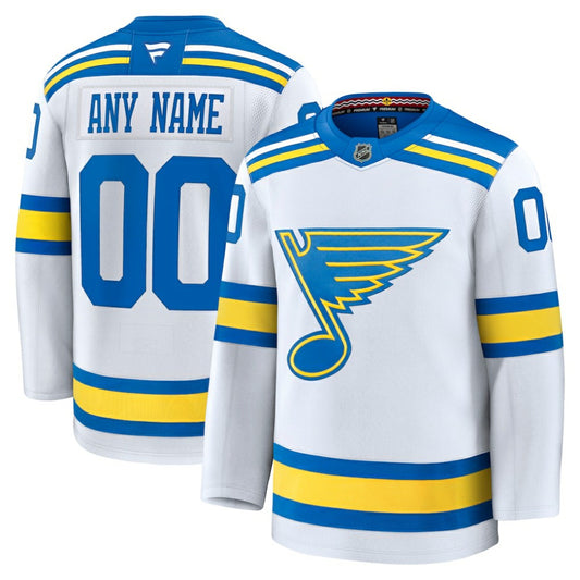 St. Louis Blues Fanatics Away Premium Custom Jersey - White | NHL Jerseys