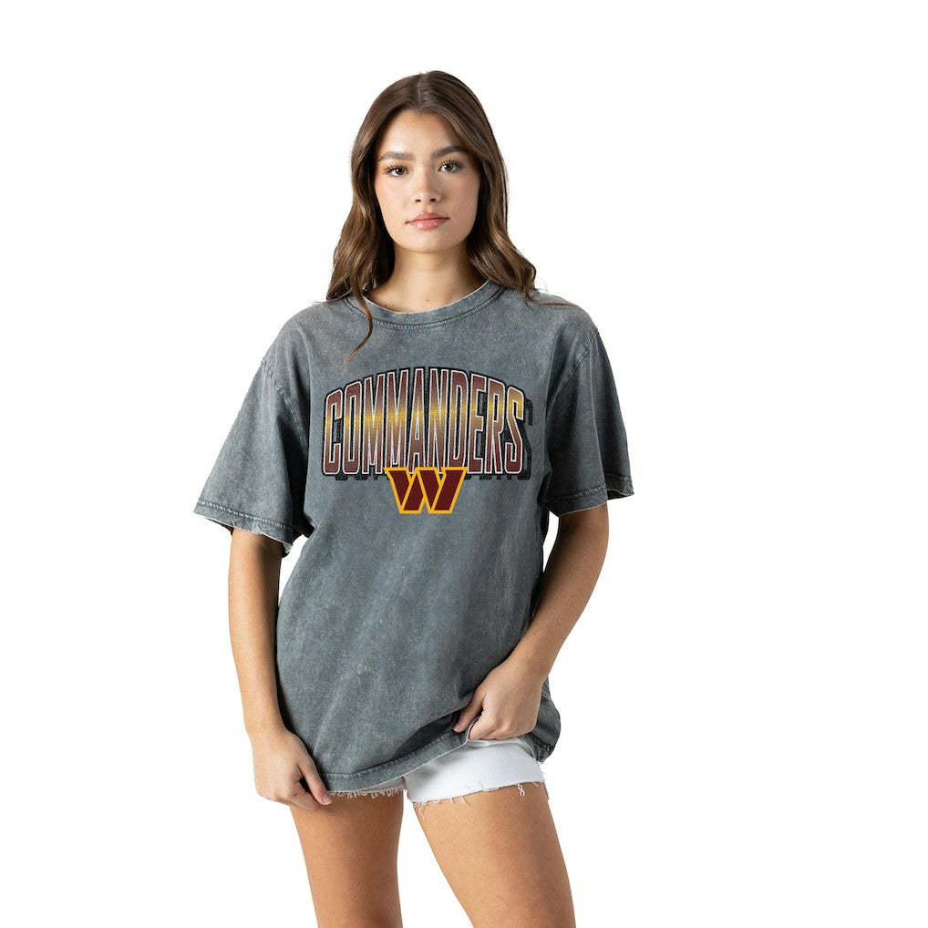 Washington Commanders Gameday Couture Women's Peak Performance Oversized Snow Wash T-Shirt Gray - NFL