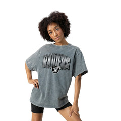 Las Vegas Raiders Gameday Couture Women's Peak Performance Oversized Snow Wash T-Shirt Gray - NFL