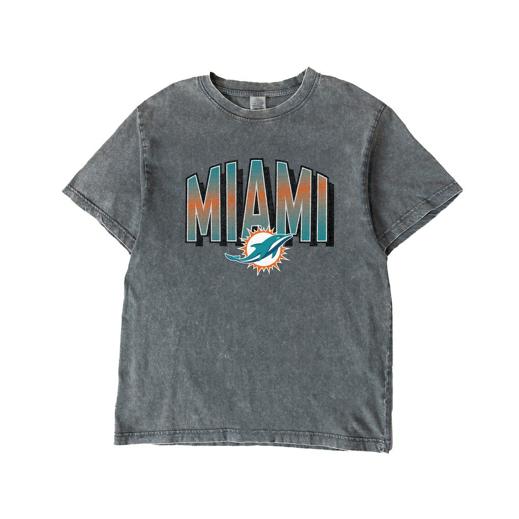 Miami Dolphins Gameday Couture Women's Peak Performance Oversized Snow Wash T-Shirt Gray - NFL
