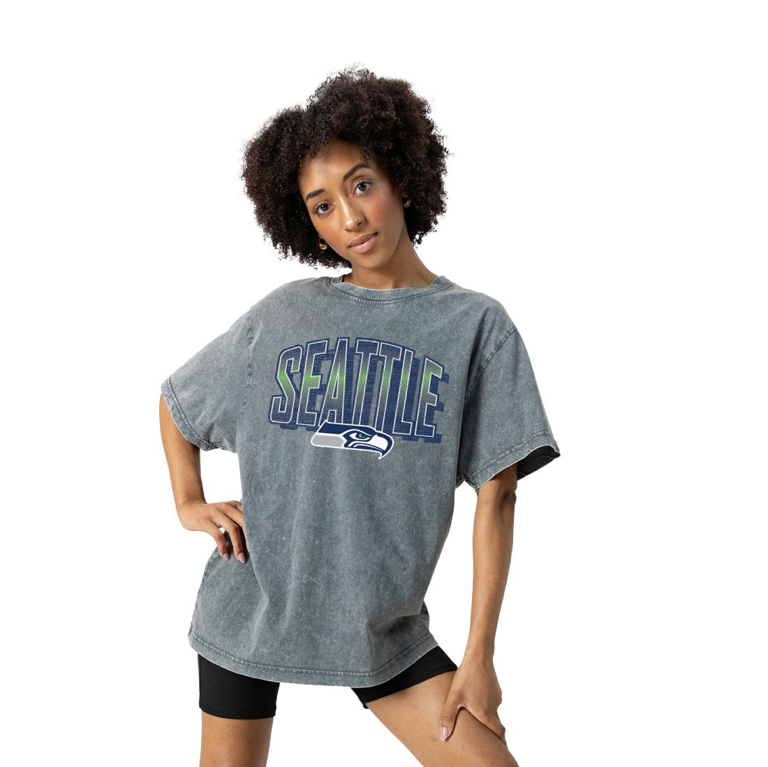 Seattle Seahawks Gameday Couture Women's Peak Performance Oversized Snow Wash T-Shirt Gray - NFL