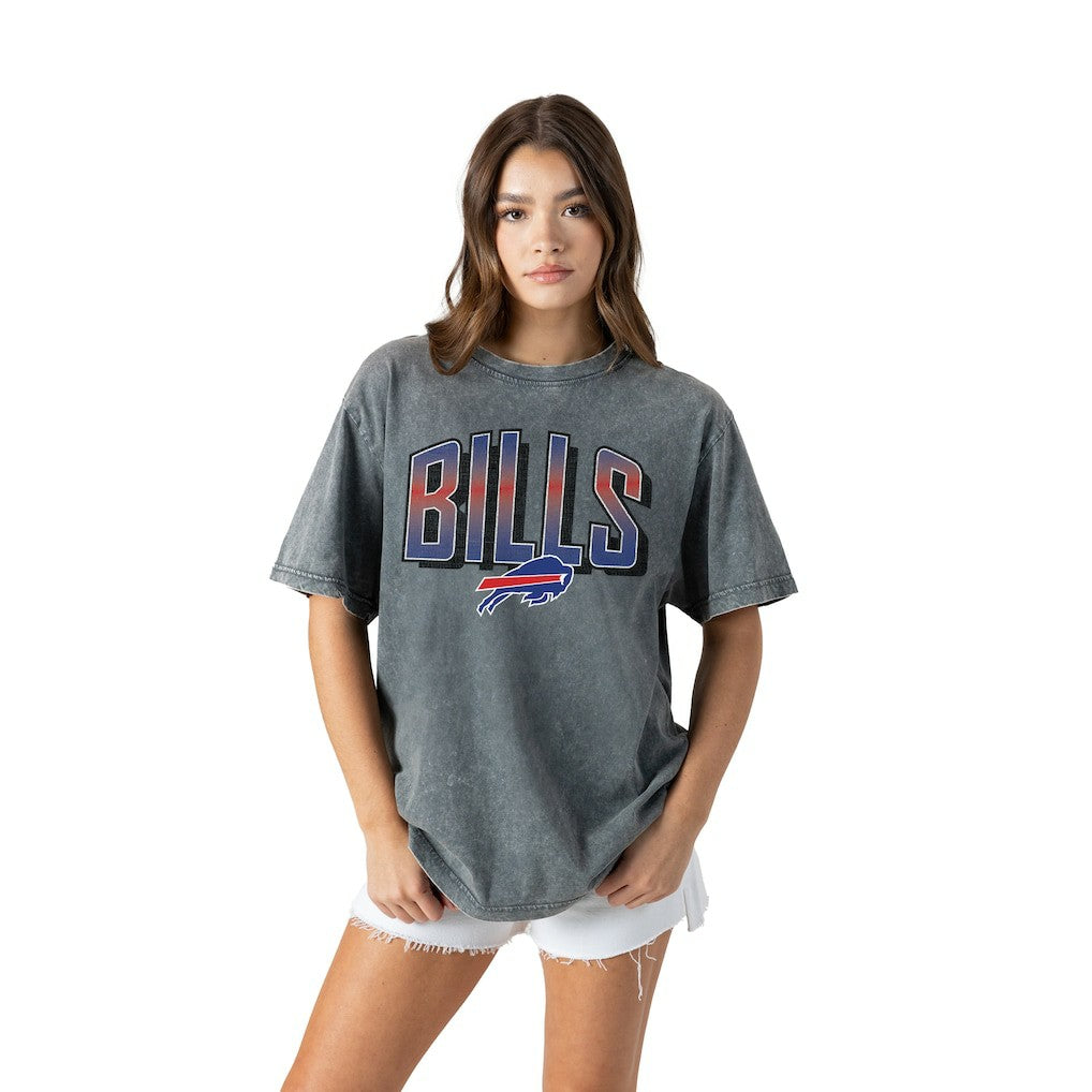 Buffalo Bills Gameday Couture Women's Peak Performance Oversized Snow Wash T-Shirt Gray - NFL
