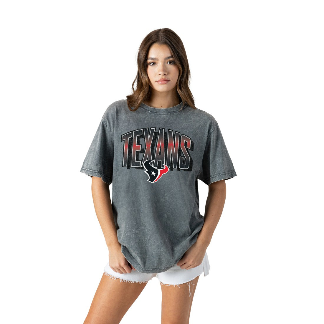Houston Texans Gameday Couture Women's Peak Performance Oversized Snow Wash T-Shirt Gray - NFL