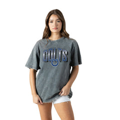 Indianapolis Colts Gameday Couture Women's Peak Performance Oversized Snow Wash T-Shirt Gray - NFL