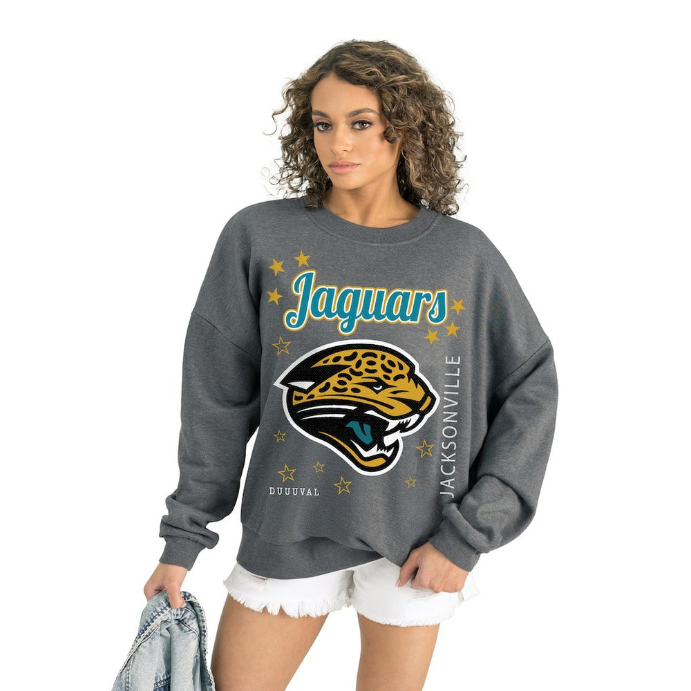 Jacksonville Jaguars Gameday Couture Women's Ready to Rumble Premium Fleece Pullover Sweatshirt Gray - NFL