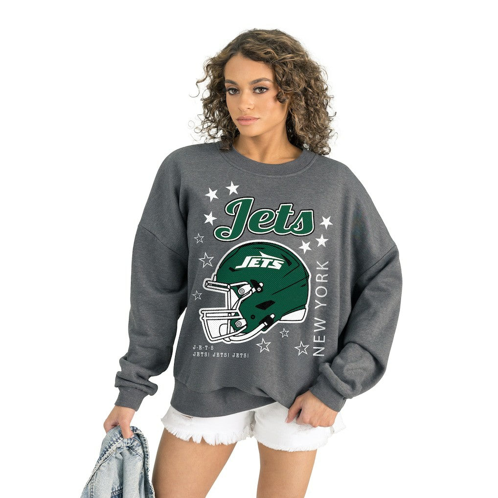 New York Jets Gameday Couture Women's Ready to Rumble Premium Fleece Pullover Sweatshirt Gray - NFL