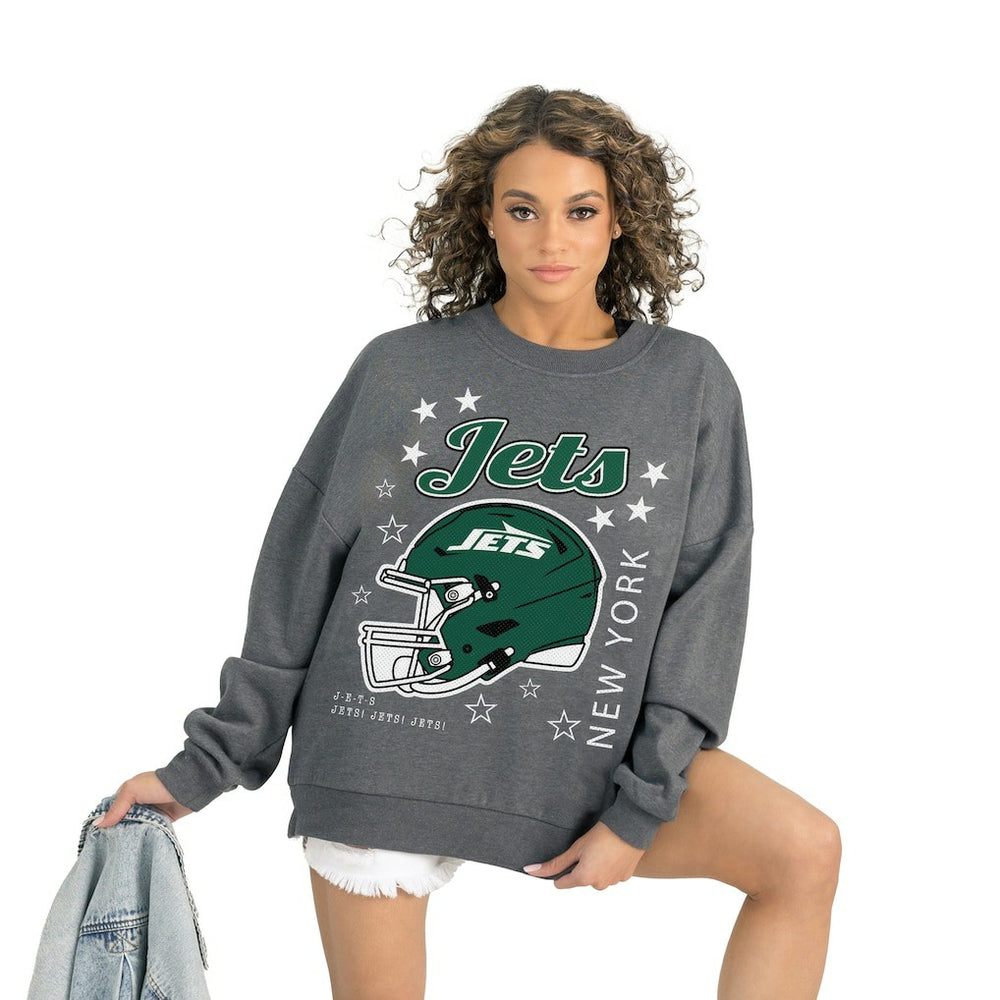 New York Jets Gameday Couture Women's Ready to Rumble Premium Fleece Pullover Sweatshirt Gray - NFL