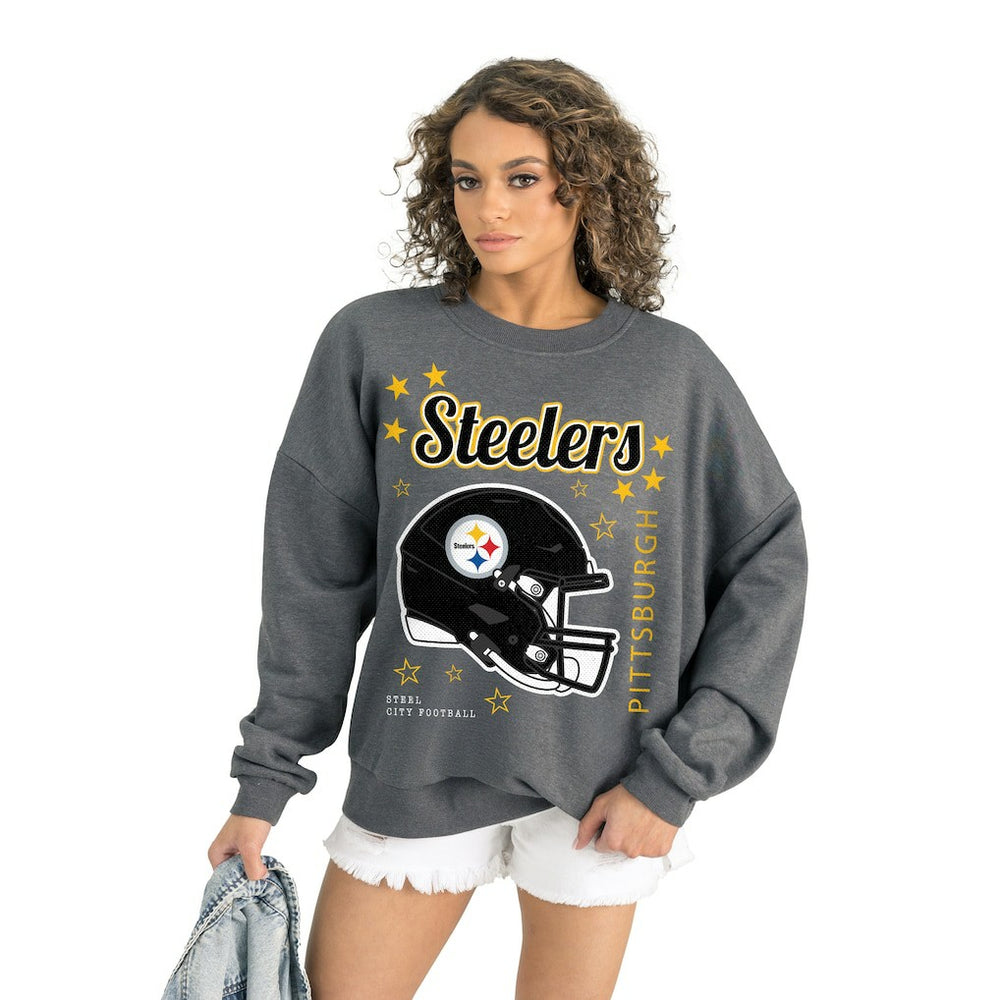 Pittsburgh Steelers Gameday Couture Women's Ready to Rumble Premium Fleece Pullover Sweatshirt Gray - NFL