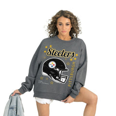 Pittsburgh Steelers Gameday Couture Women's Ready to Rumble Premium Fleece Pullover Sweatshirt Gray - NFL