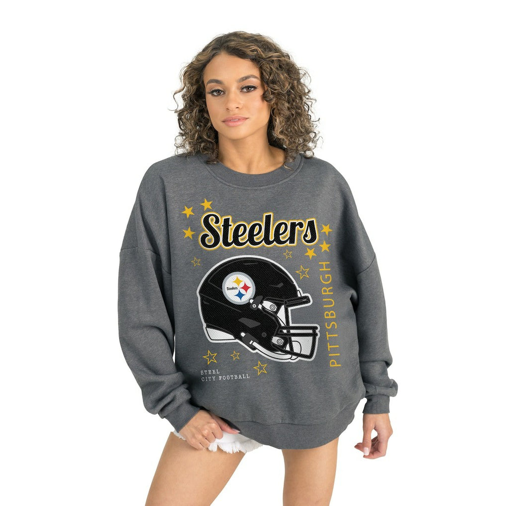 Pittsburgh Steelers Gameday Couture Women's Ready to Rumble Premium Fleece Pullover Sweatshirt Gray - NFL