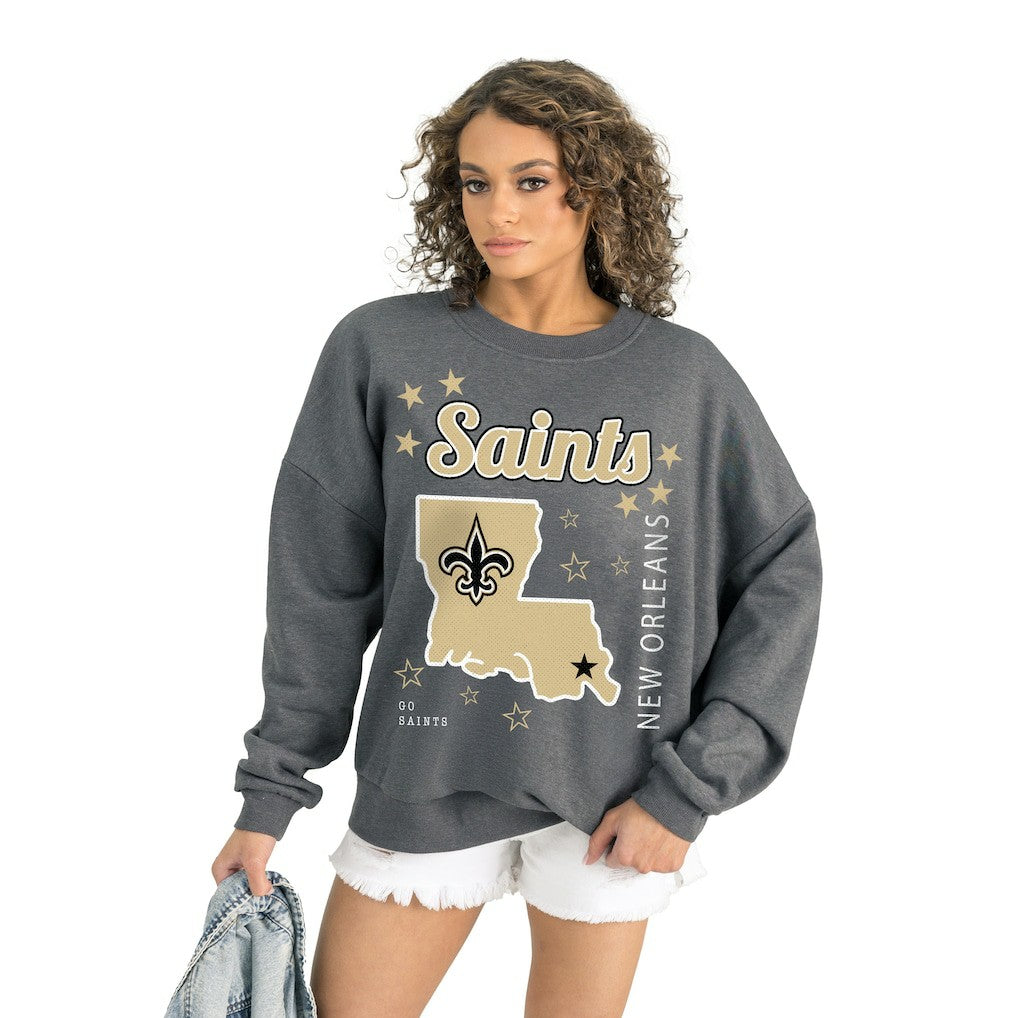 New Orleans Saints Gameday Couture Women's Ready to Rumble Premium Fleece Pullover Sweatshirt Gray - NFL