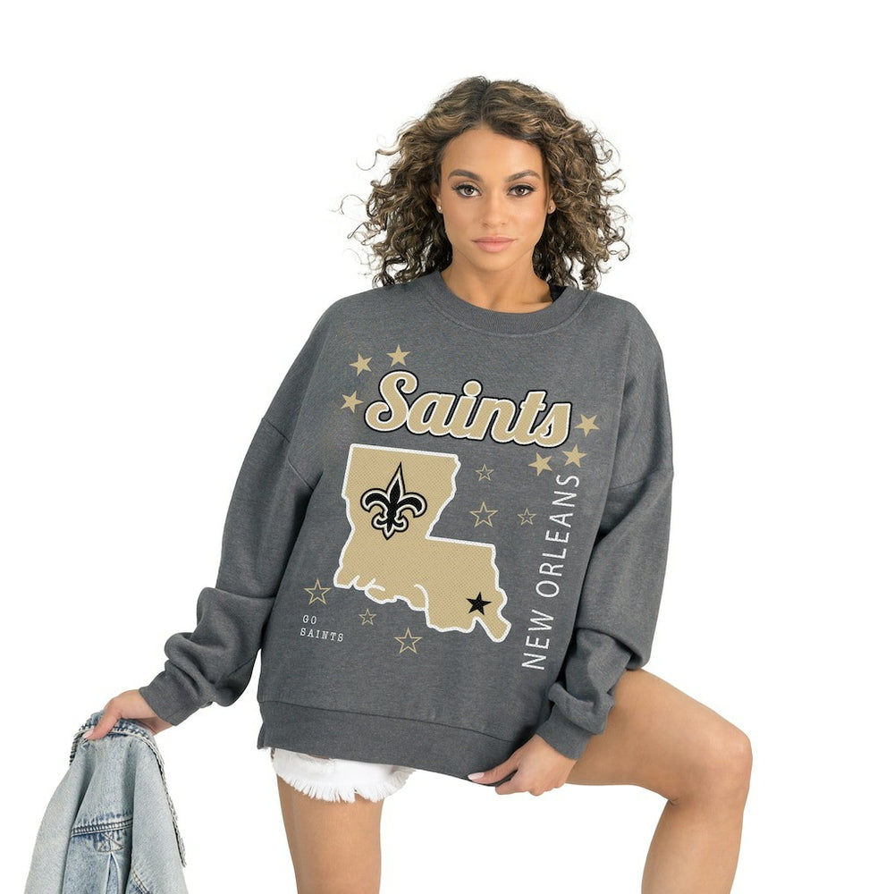 New Orleans Saints Gameday Couture Women's Ready to Rumble Premium Fleece Pullover Sweatshirt Gray - NFL
