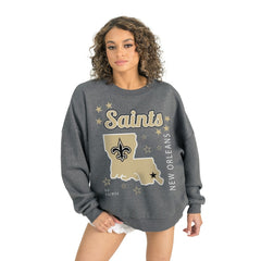 New Orleans Saints Gameday Couture Women's Ready to Rumble Premium Fleece Pullover Sweatshirt Gray - NFL