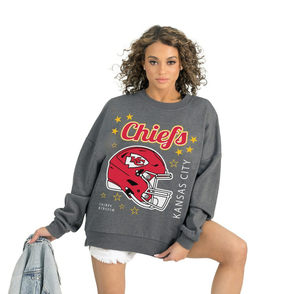 Kansas City Chiefs Gameday Couture Women's Ready to Rumble Premium Fleece Pullover Sweatshirt Gray - NFL