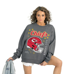 Kansas City Chiefs Gameday Couture Women's Ready to Rumble Premium Fleece Pullover Sweatshirt Gray - NFL