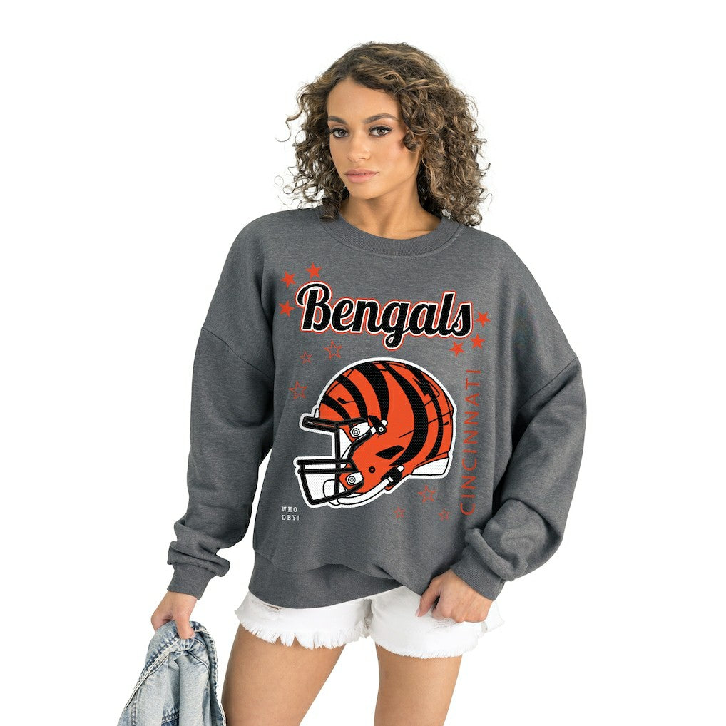 Cincinnati Bengals Gameday Couture Women's Ready to Rumble Premium Fleece Pullover Sweatshirt Gray - NFL