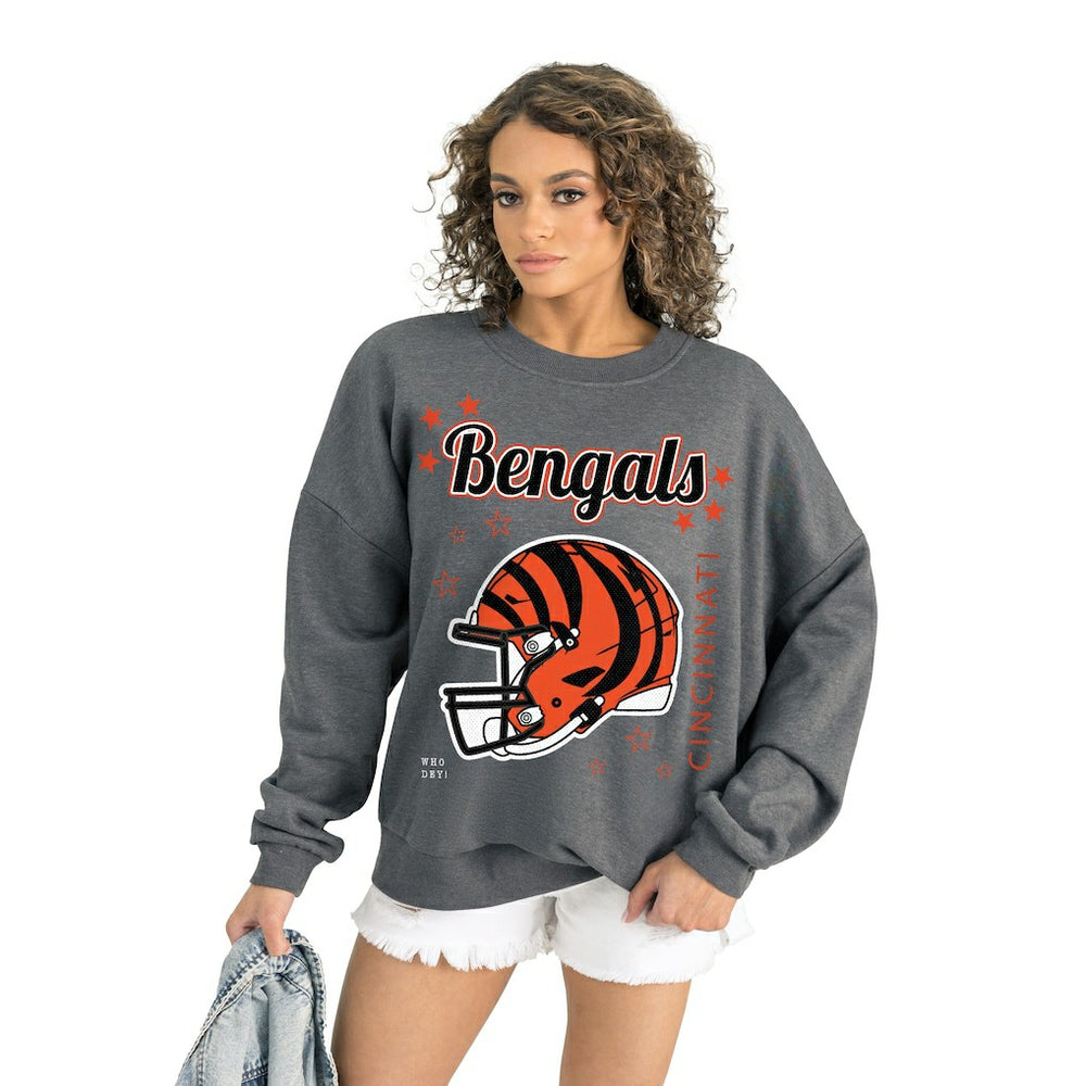 Cincinnati Bengals Gameday Couture Women's Ready to Rumble Premium Fleece Pullover Sweatshirt Gray - NFL