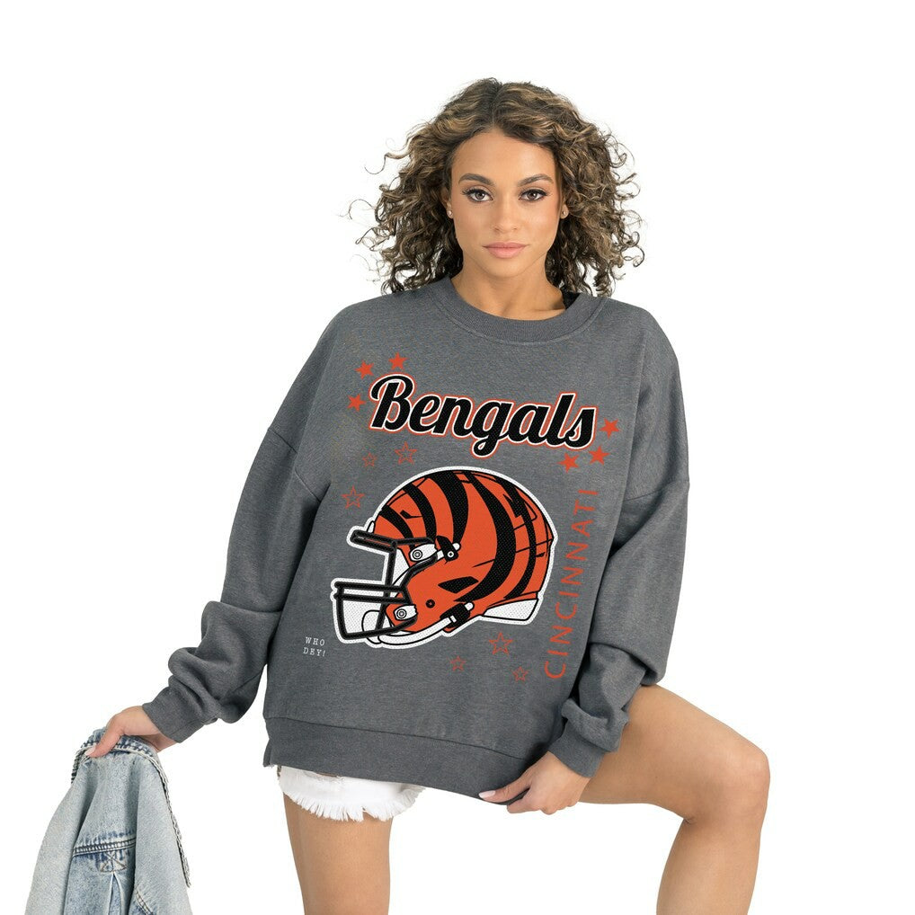 Cincinnati Bengals Gameday Couture Women's Ready to Rumble Premium Fleece Pullover Sweatshirt Gray - NFL