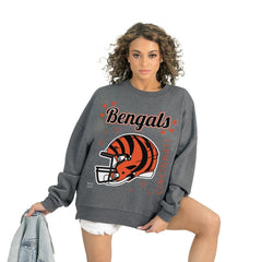 Cincinnati Bengals Gameday Couture Women's Ready to Rumble Premium Fleece Pullover Sweatshirt Gray - NFL