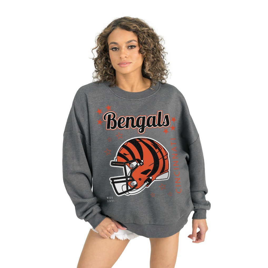 Cincinnati Bengals Gameday Couture Women's Ready to Rumble Premium Fleece Pullover Sweatshirt Gray - NFL