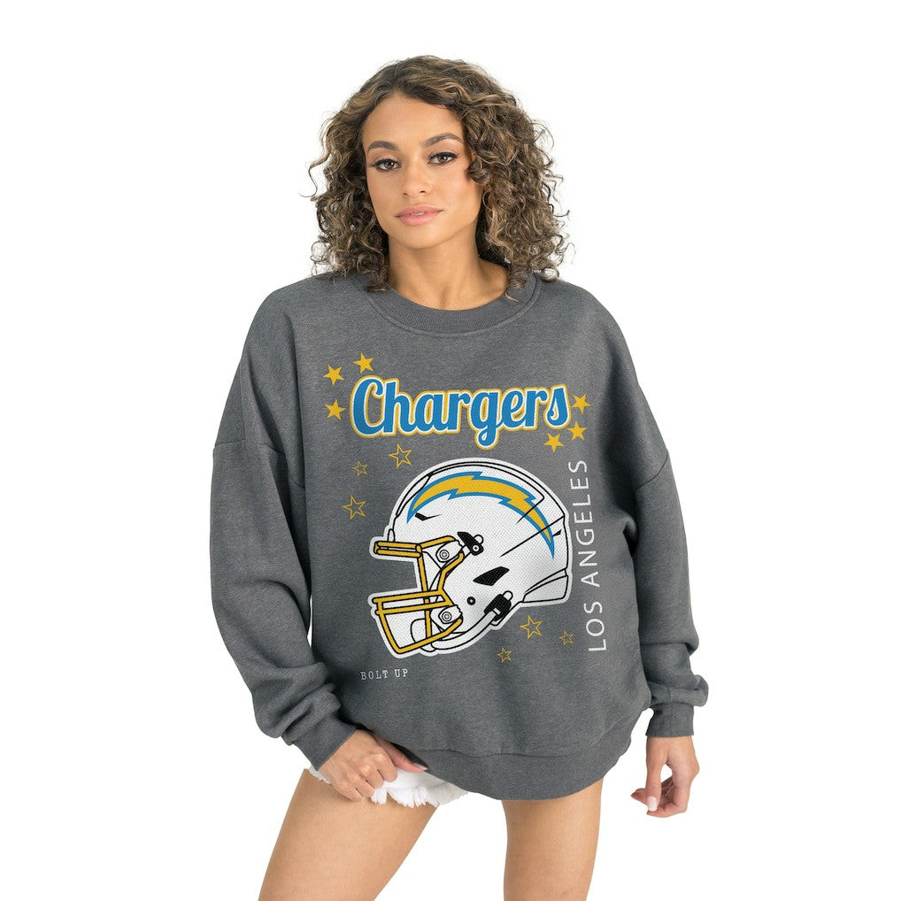 Los Angeles Chargers Gameday Couture Women's Ready to Rumble Premium Fleece Pullover Sweatshirt Gray - NFL