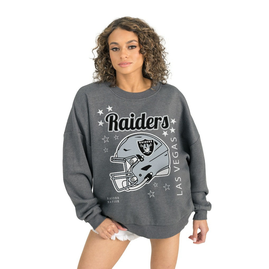 Las Vegas Raiders Gameday Couture Women's Ready to Rumble Premium Fleece Pullover Sweatshirt Gray - NFL