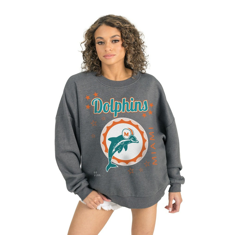 Miami Dolphins Gameday Couture Women's Ready to Rumble Premium Fleece Pullover Sweatshirt Gray - NFL