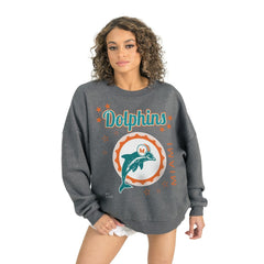Miami Dolphins Gameday Couture Women's Ready to Rumble Premium Fleece Pullover Sweatshirt Gray - NFL