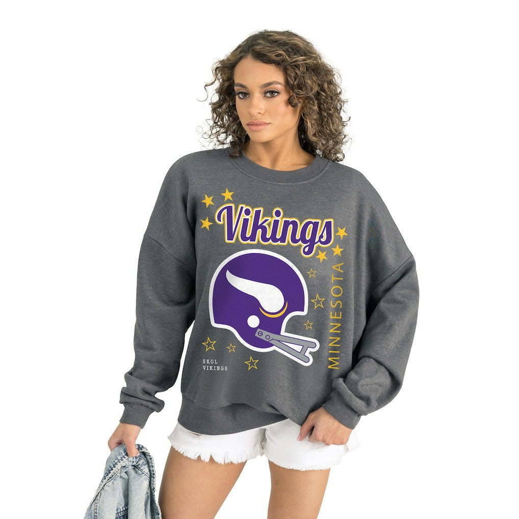 Minnesota Vikings Gameday Couture Women's Ready to Rumble Premium Fleece Pullover Sweatshirt Gray - NFL