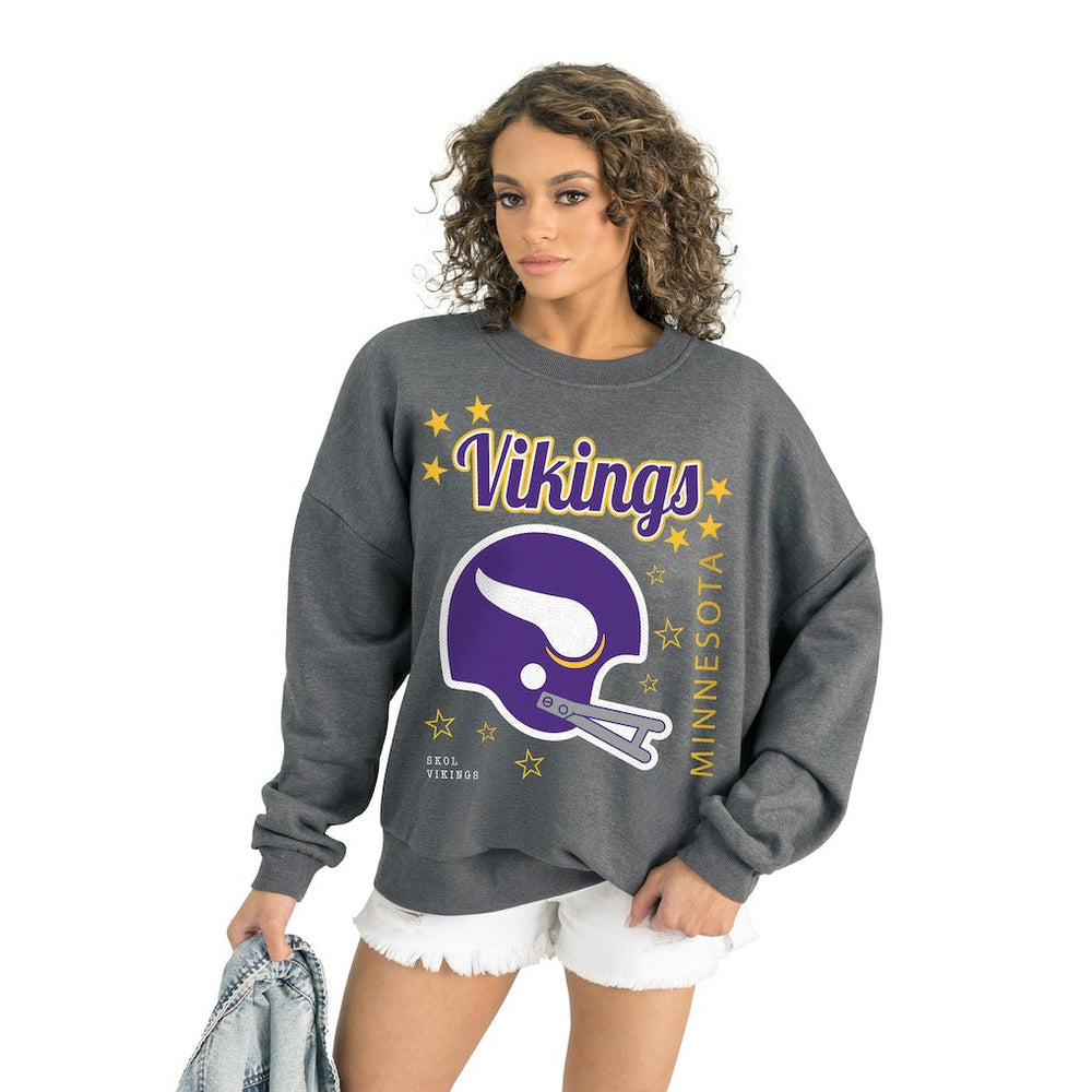 Minnesota Vikings Gameday Couture Women's Ready to Rumble Premium Fleece Pullover Sweatshirt Gray - NFL