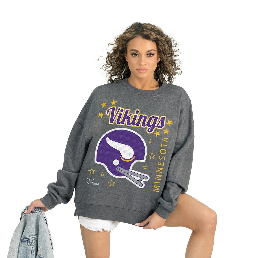 Minnesota Vikings Gameday Couture Women's Ready to Rumble Premium Fleece Pullover Sweatshirt Gray - NFL