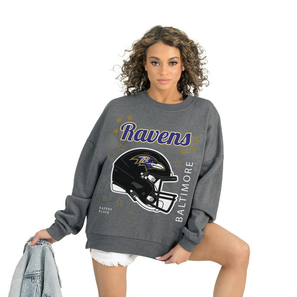 Baltimore Ravens Gameday Couture Women's Ready to Rumble Premium Fleece Pullover Sweatshirt Gray - NFL