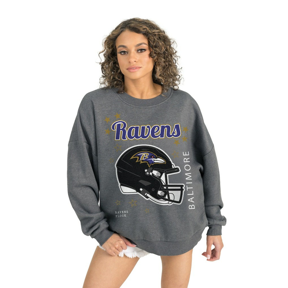 Baltimore Ravens Gameday Couture Women's Ready to Rumble Premium Fleece Pullover Sweatshirt Gray - NFL