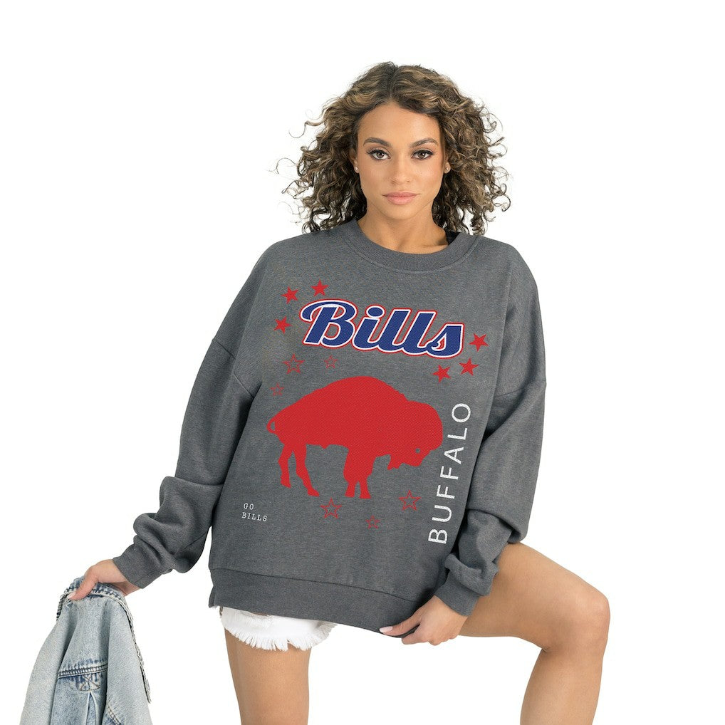 Buffalo Bills Gameday Couture Women's Ready to Rumble Premium Fleece Pullover Sweatshirt Gray - NFL