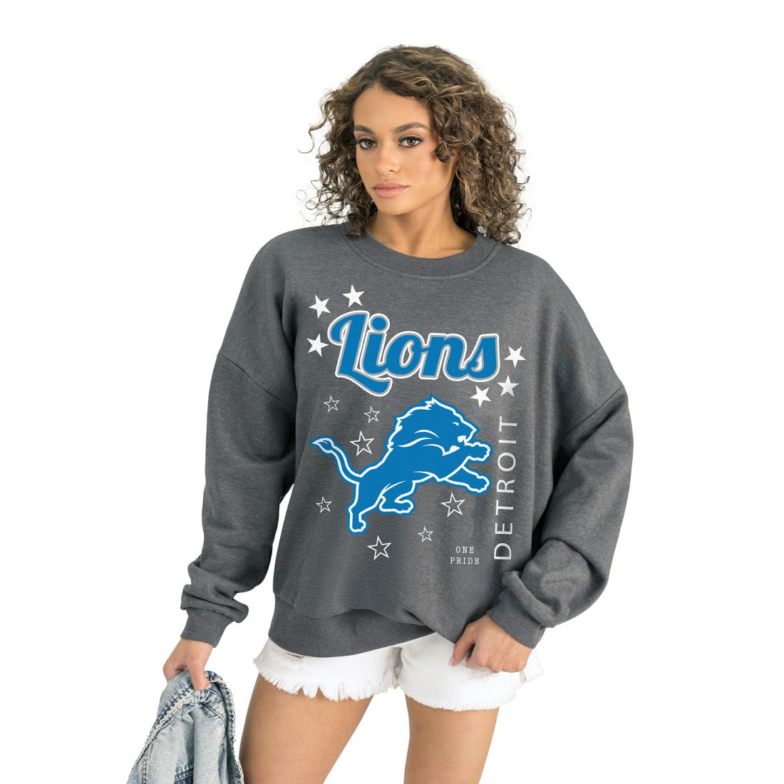 Detroit Lions Gameday Couture Women's Ready to Rumble Premium Fleece Pullover Sweatshirt Gray - NFL