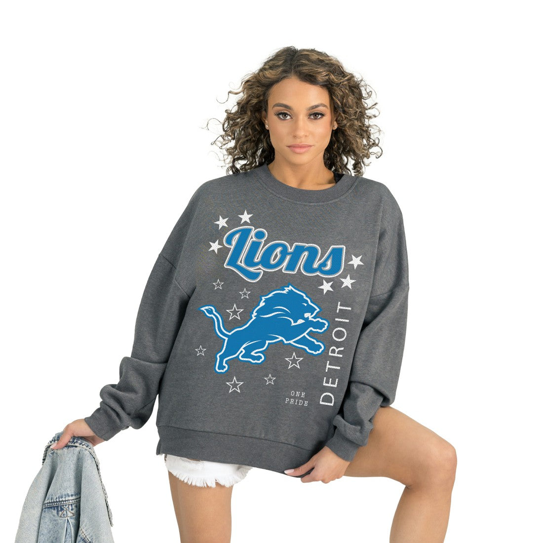 Detroit Lions Gameday Couture Women's Ready to Rumble Premium Fleece Pullover Sweatshirt Gray - NFL