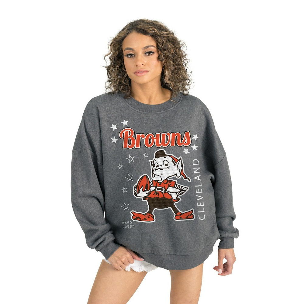 Cleveland Browns Gameday Couture Women's Ready to Rumble Premium Fleece Pullover Sweatshirt Gray - NFL