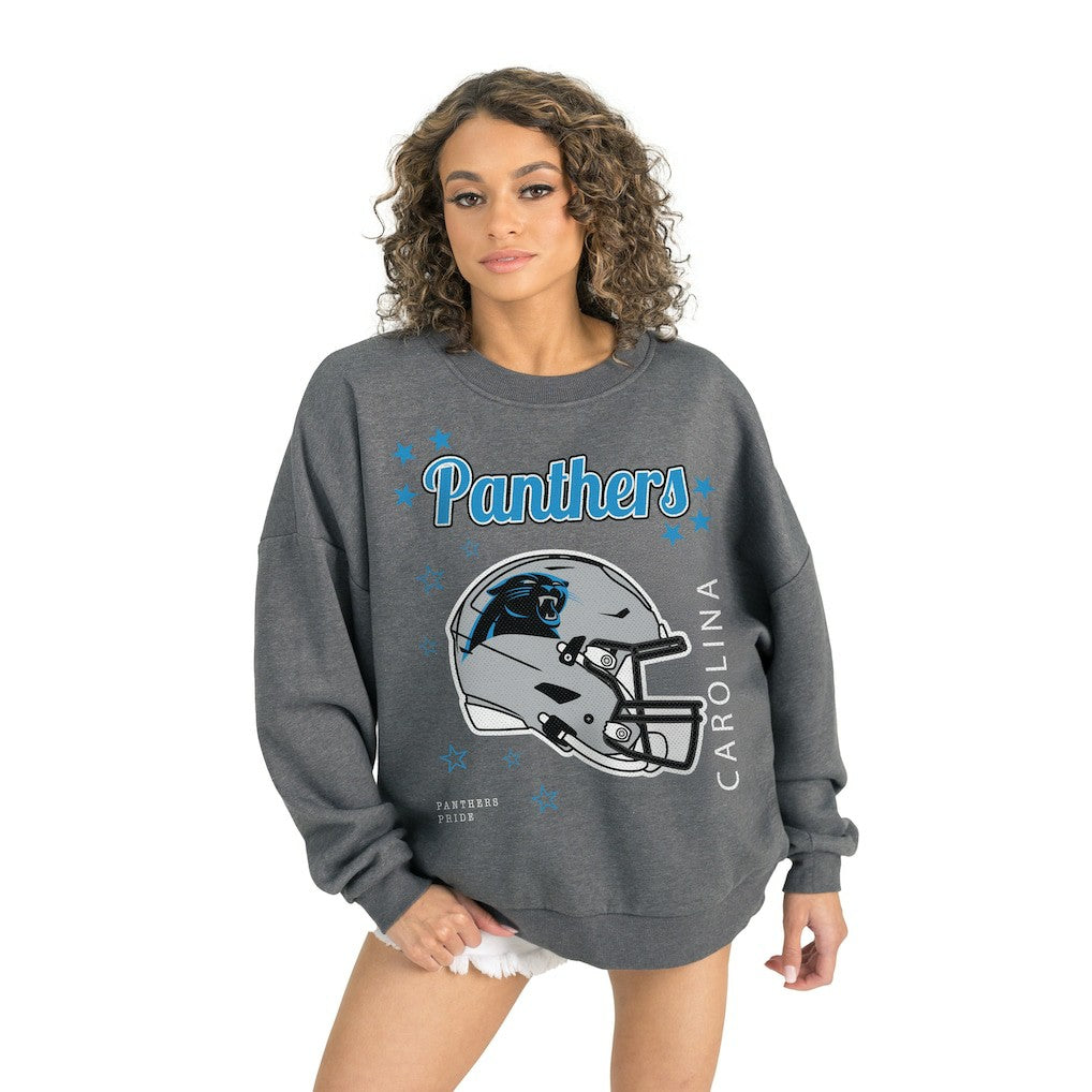 Carolina Panthers Gameday Couture Women's Ready to Rumble Premium Fleece Pullover Sweatshirt Gray - NFL