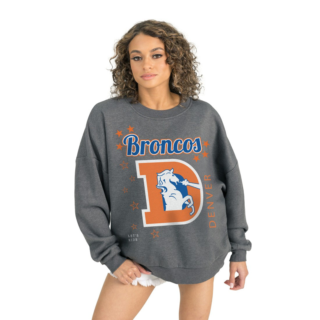 Denver Broncos Gameday Couture Women's Ready to Rumble Premium Fleece Pullover Sweatshirt Gray - NFL