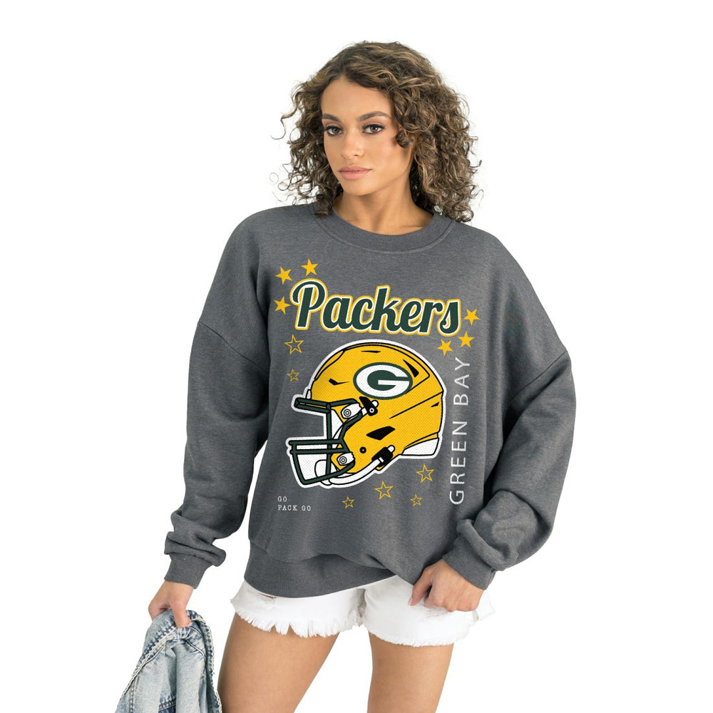 Green Bay Packers Gameday Couture Women's Ready to Rumble Premium Fleece Pullover Sweatshirt Gray - NFL