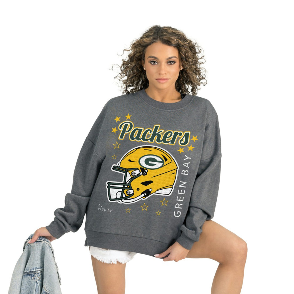 Green Bay Packers Gameday Couture Women's Ready to Rumble Premium Fleece Pullover Sweatshirt Gray - NFL